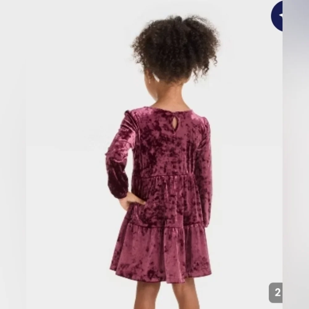 OshKosh B'gosh Toddler Girls' Long Sleeve Velvet Dress - Burgundy